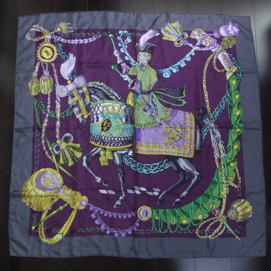 Hermes Silk Le Timbalier Scarf 90 Violet 1 of 5