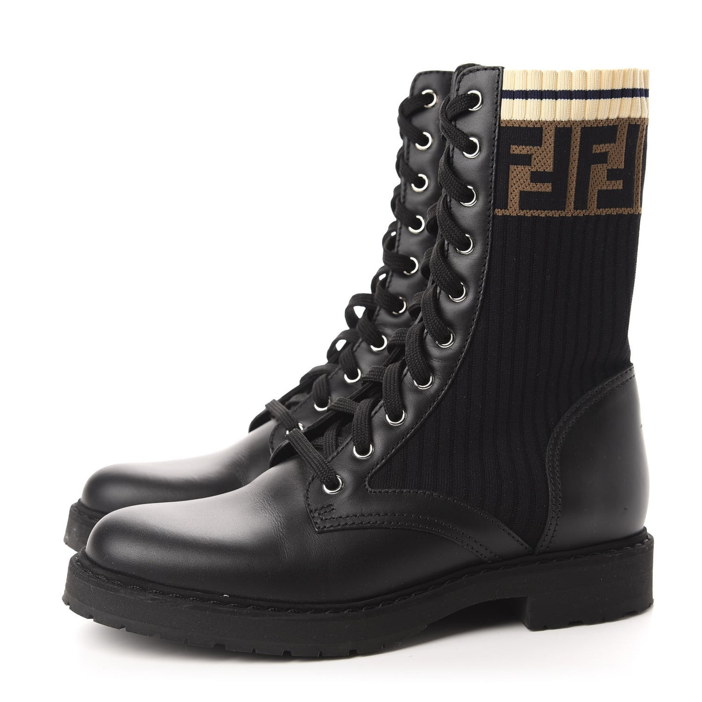 Calfskin Stretch Fabric Rockoko Biker Boots 38 Tobacco Black Marino