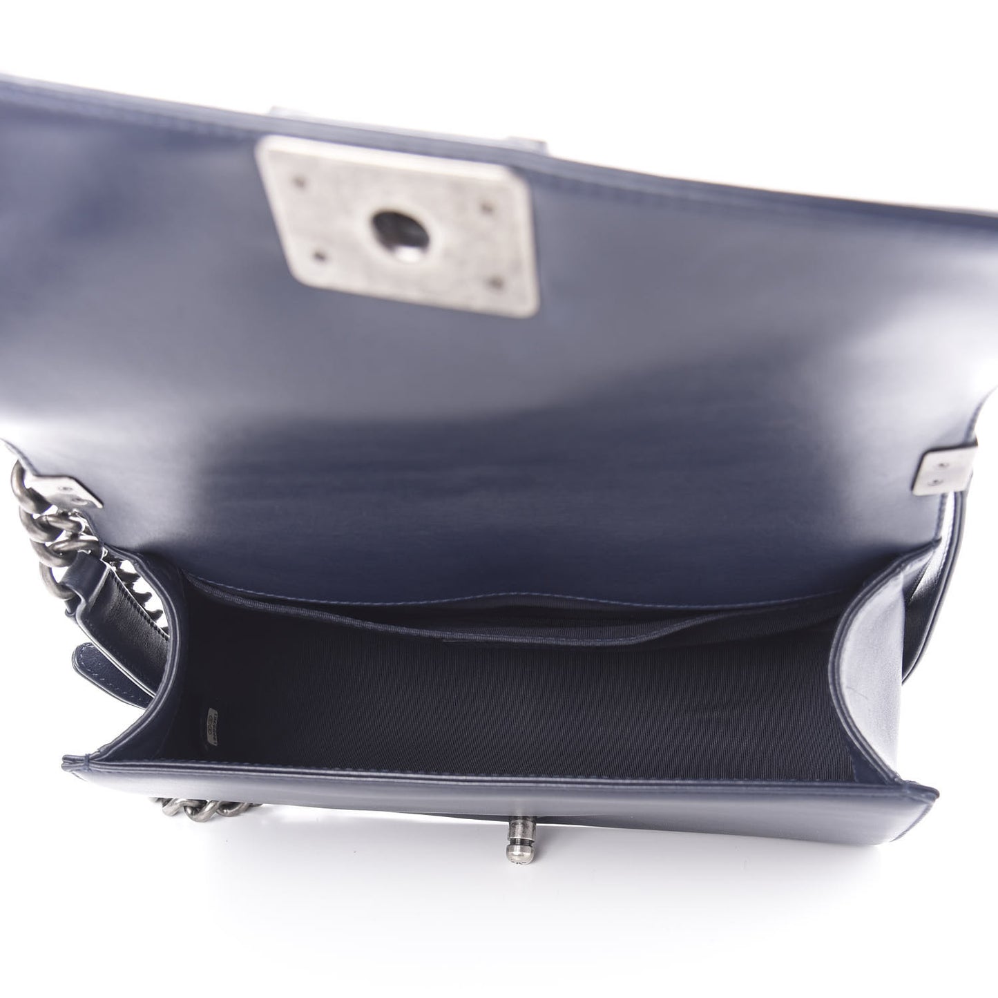 Calfskin Quilted Medium Boy Flap Dark Blue