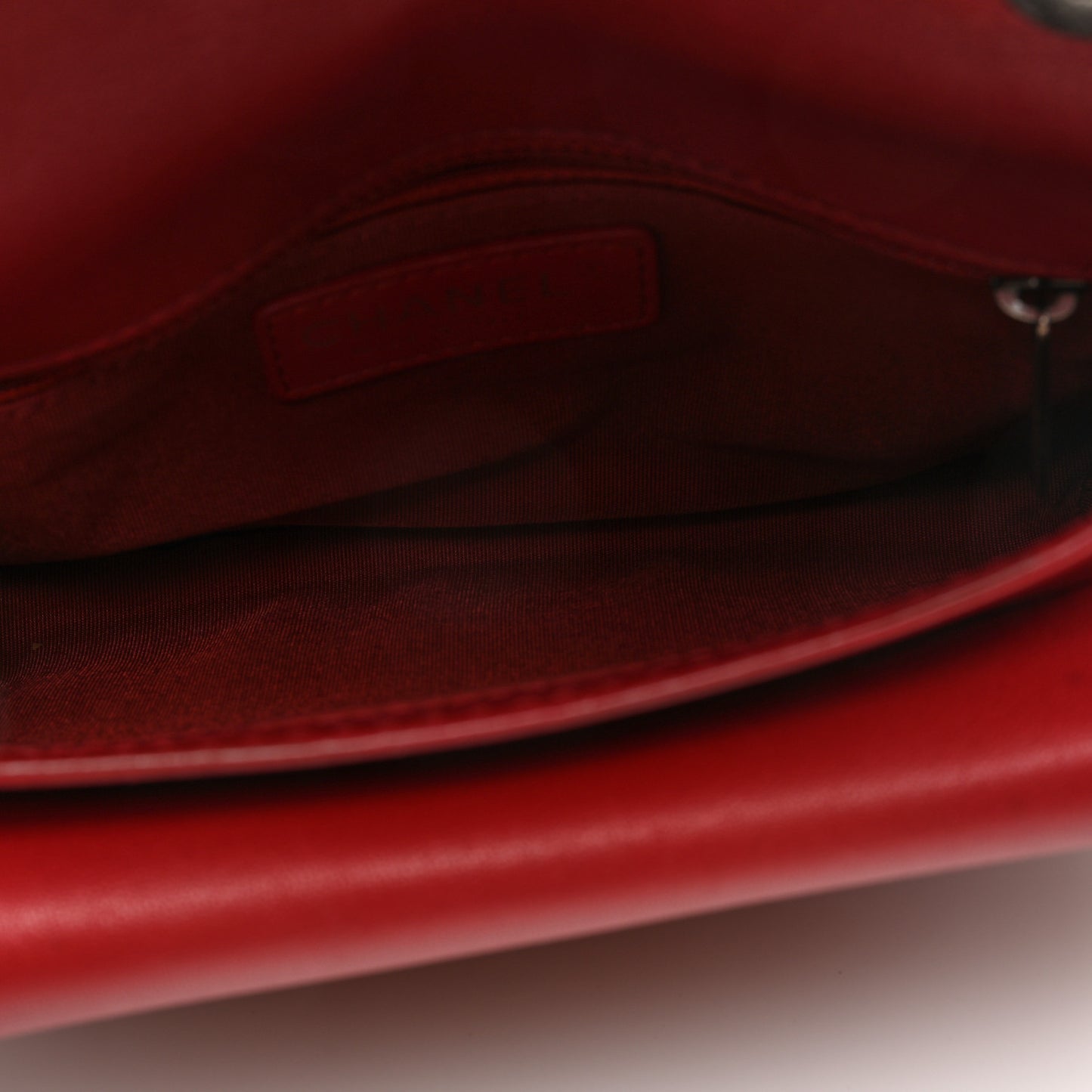 Goatskin Quilted Small Natural CC Flap Red