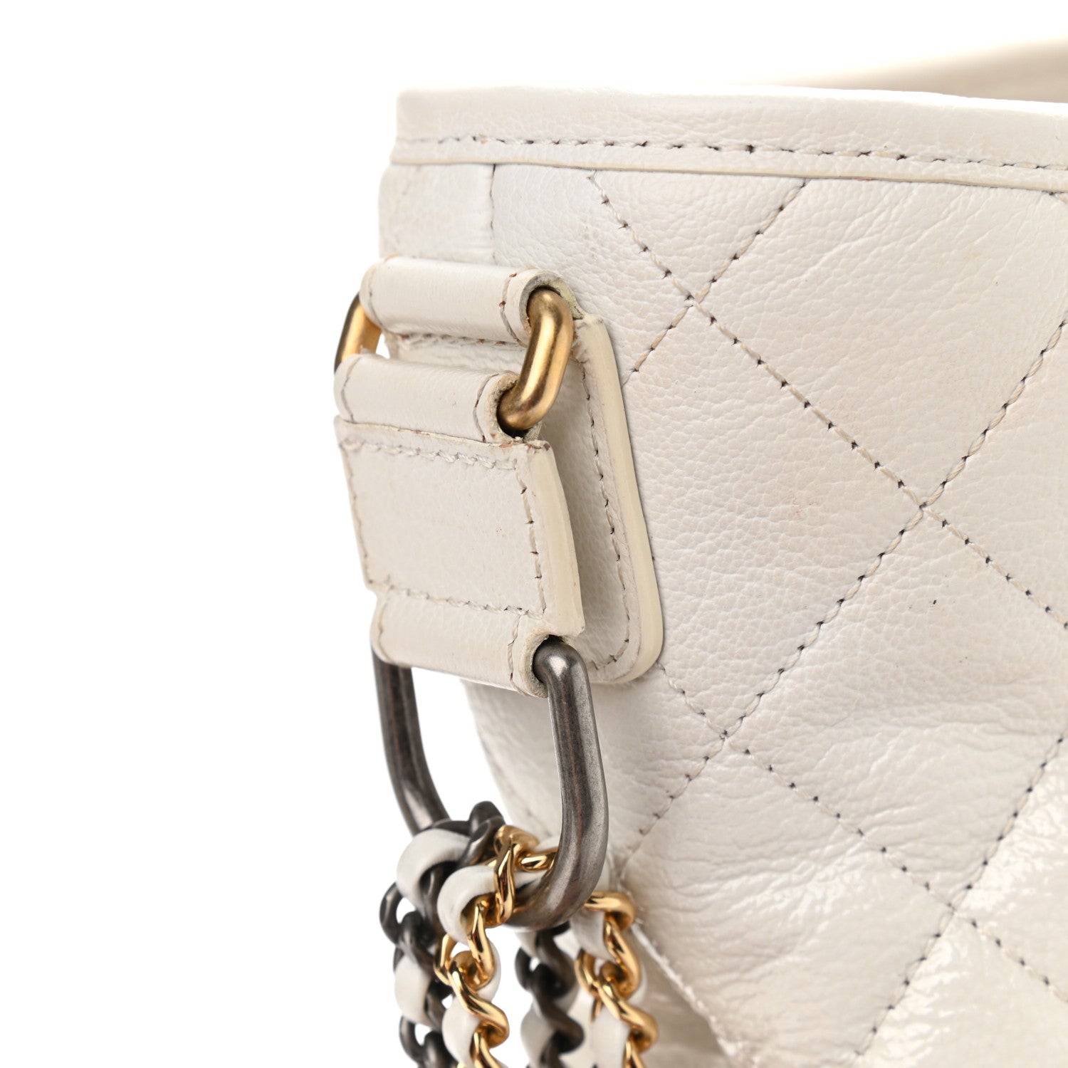 Chanel Patent Goatskin Quilted Medium Gabrielle Hobo White 22 of 25