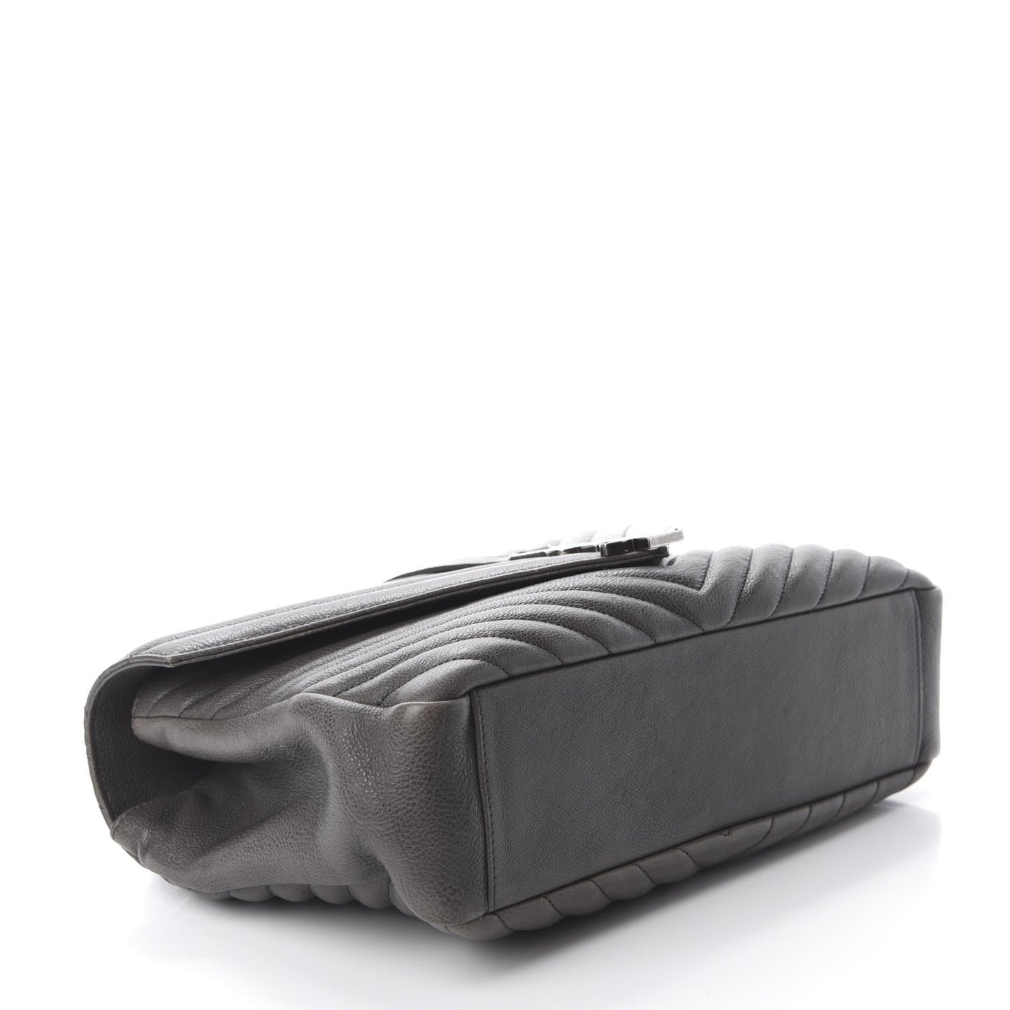 Sheepskin Matelasse Chevron Monogram Large College Satchel Dark Anthracite