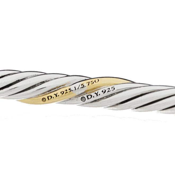 Sterling Silver 18K Yellow Gold 4mm Cable Classics Bangle Bracelet