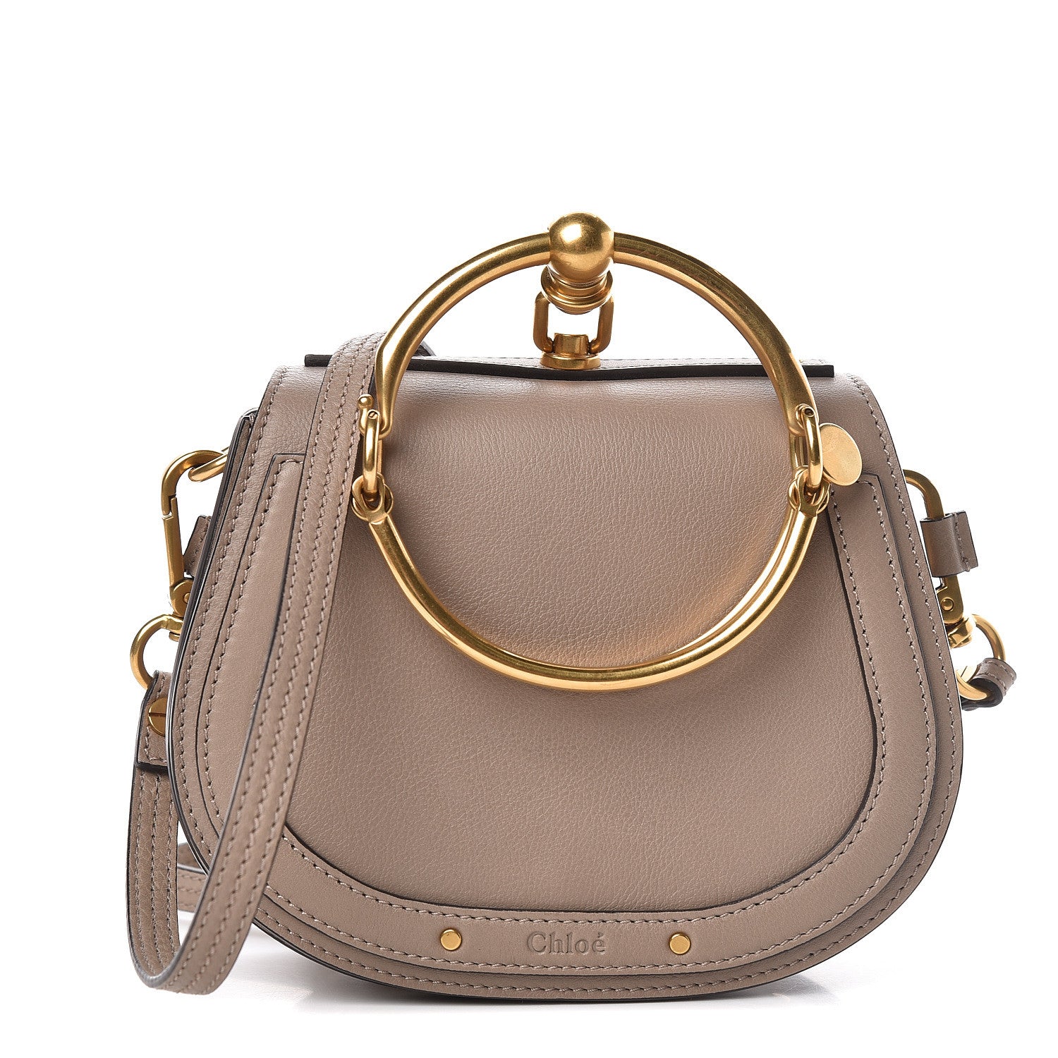 Chloe Calfskin Suede Small Nile Bracelet Bag Motty Grey 1 of 9