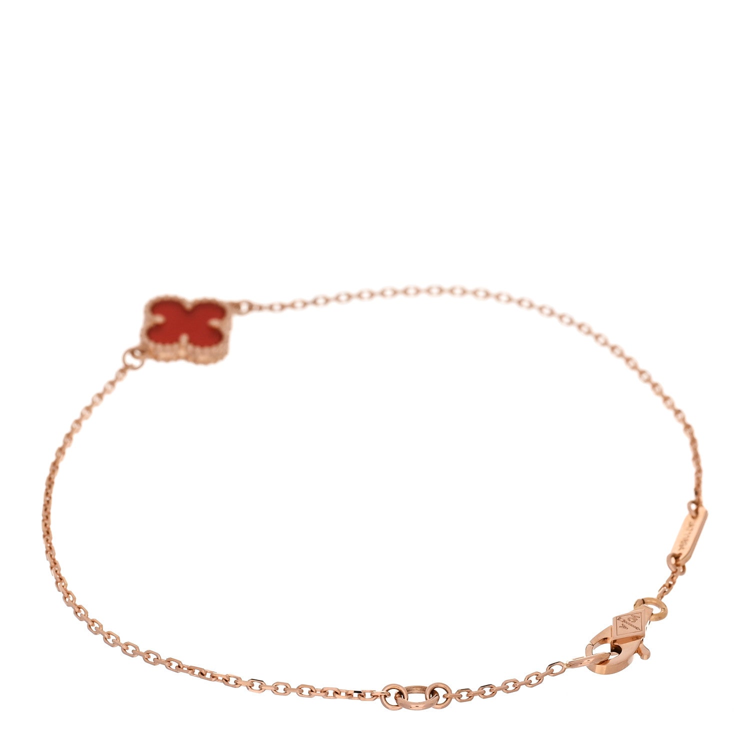 Van Cleef & Arpels 18K Rose Gold Carnelian Sweet Alhambra Bracelet 2 of 4