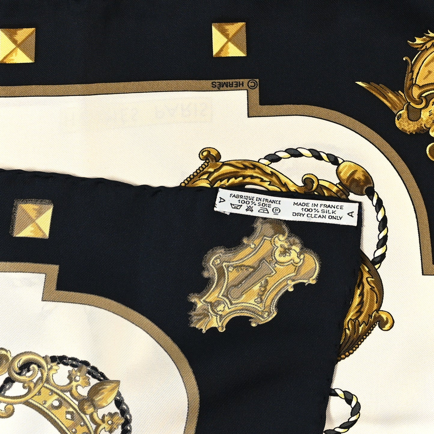 Silk Les Cles Scarf 90 Black Gold