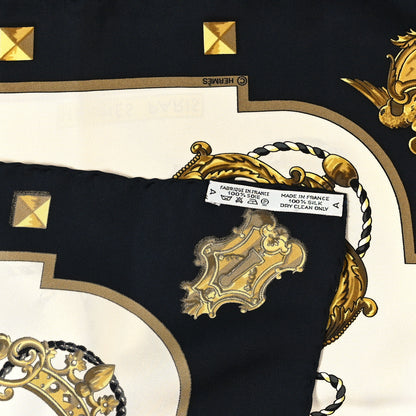 Hermes Silk Les Cles Scarf 90 Black Gold 3 of 4