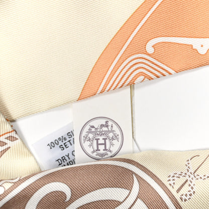 Hermes Silk Ex-Libris Twilly Creme Orange Beige 4 of 5
