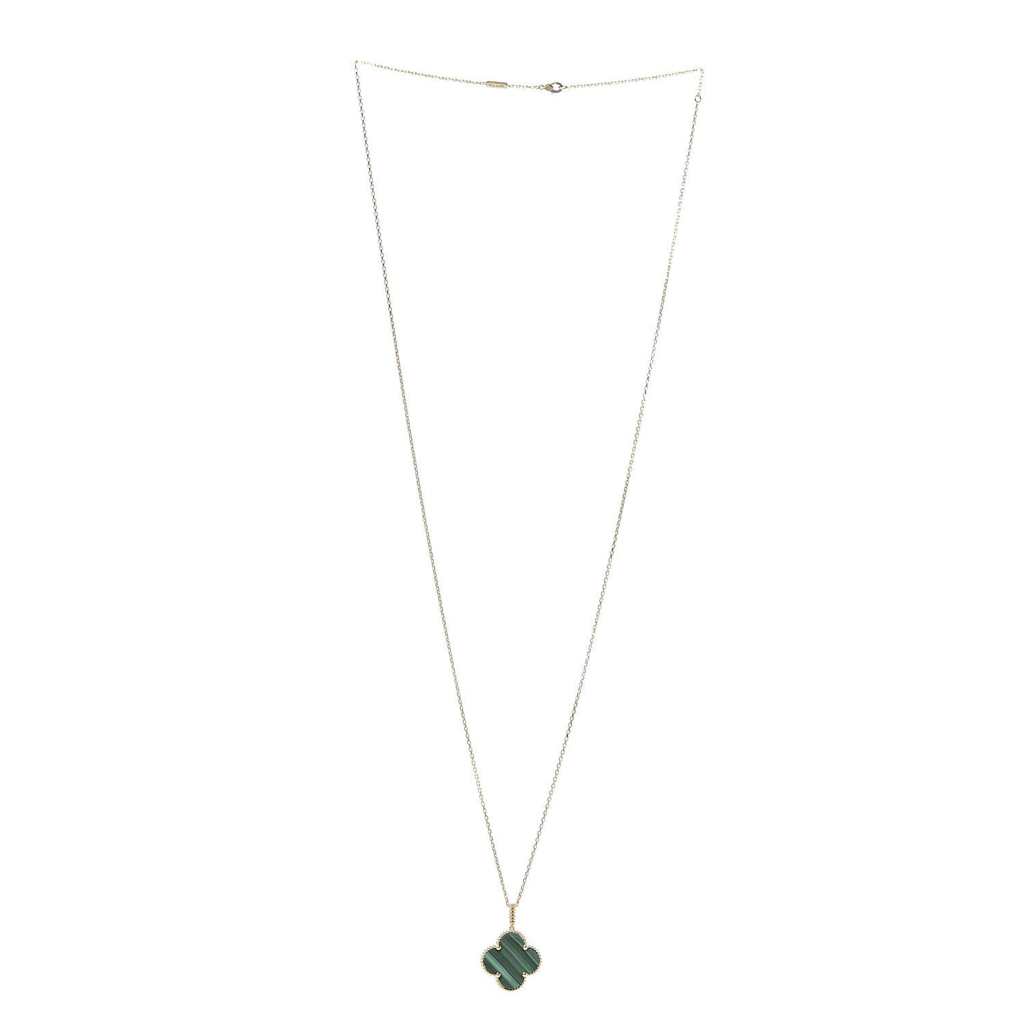 18K Yellow Gold Malachite Magic Alhambra Pendant Necklace