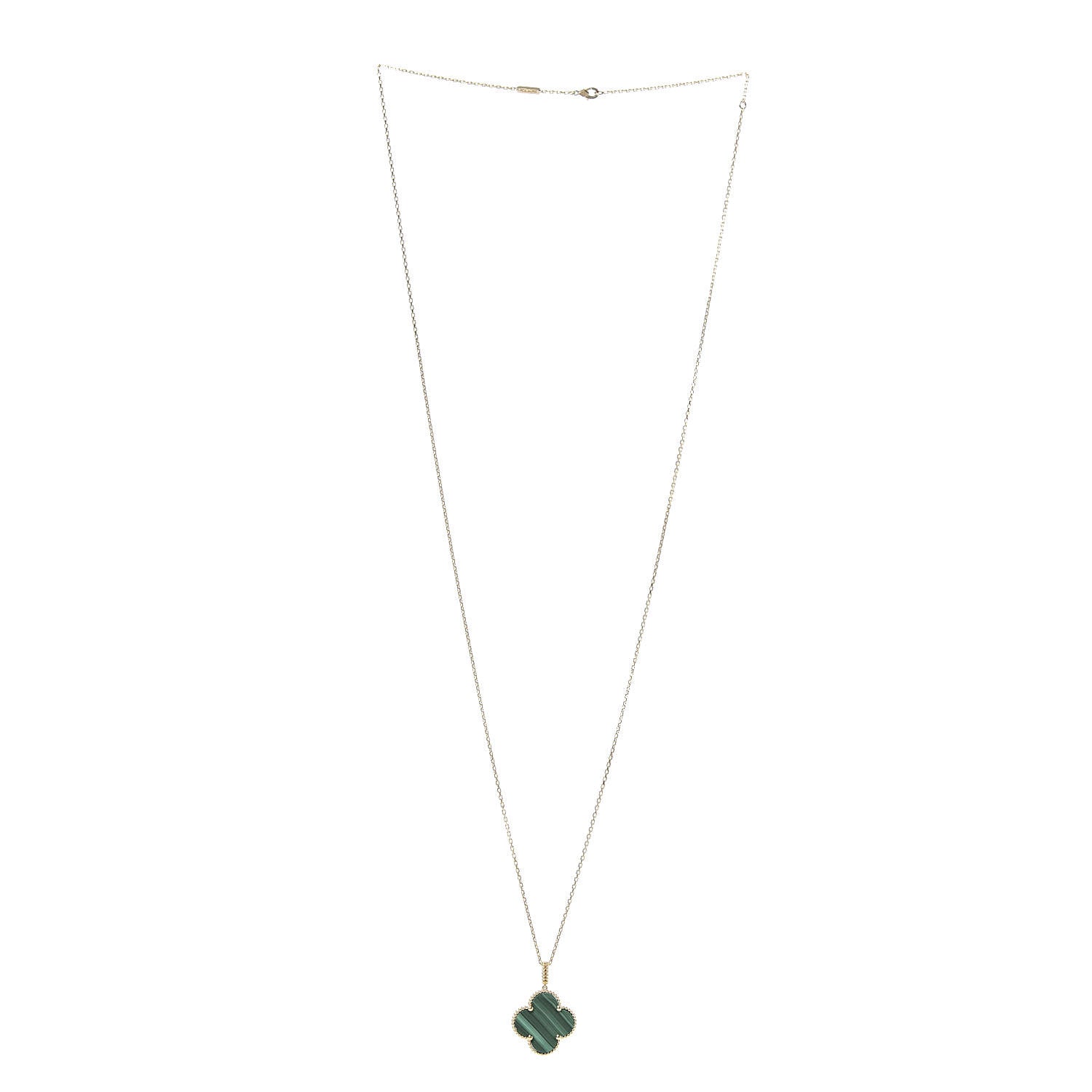 Van Cleef & Arpels 18K Yellow Gold Malachite Magic Alhambra Pendant Necklace 3 of 6