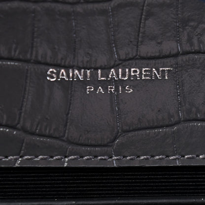 Saint Laurent Calfskin Crocodile Embossed Medium Classic Monogram Kate Tassel Satchel Storm 7 of 9