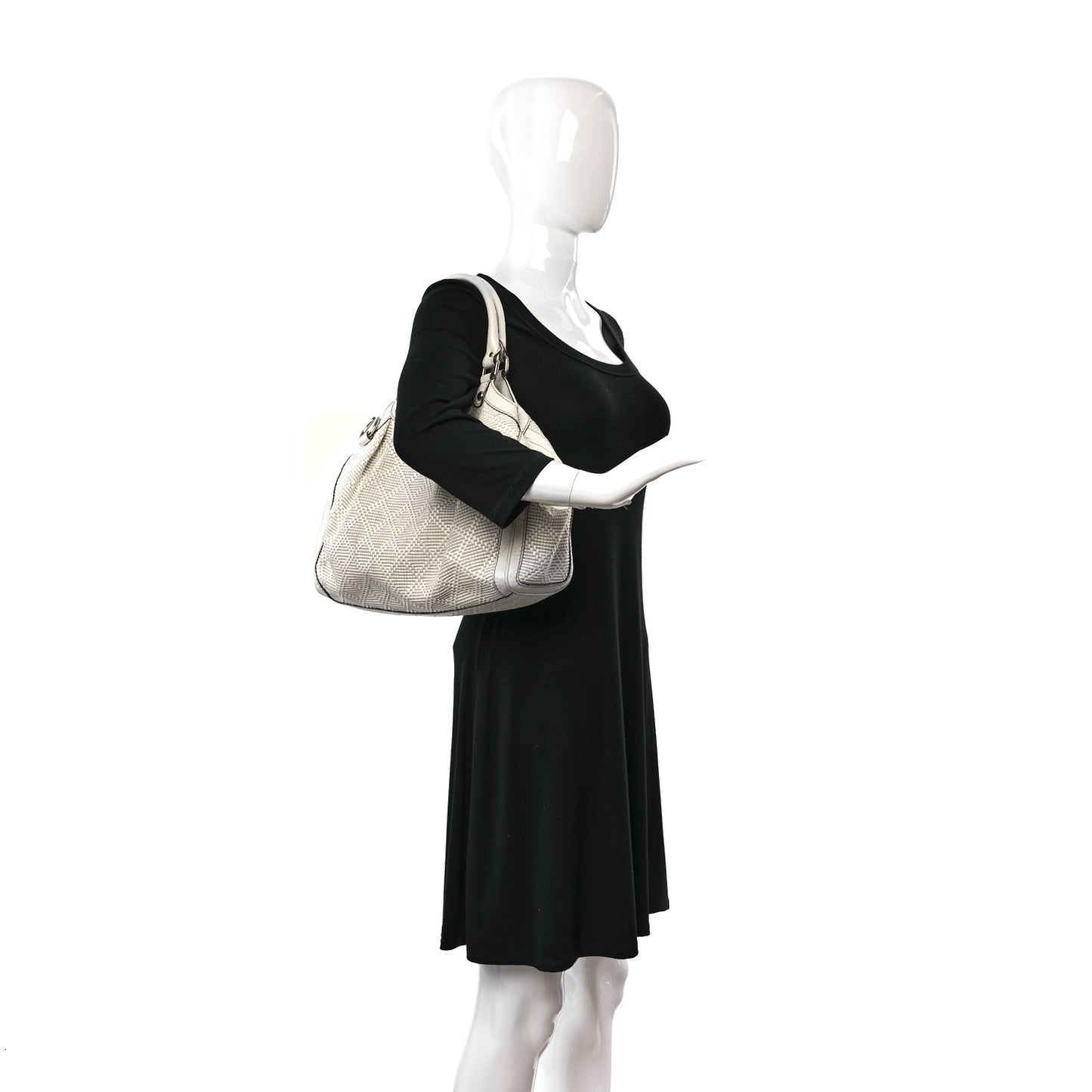 Woven Raffia Diamante Medium Sukey Tote White