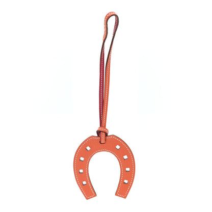 Hermes Togo Paddock Horseshoe Bag Charm Orange Rouge Grenat 1 of 3
