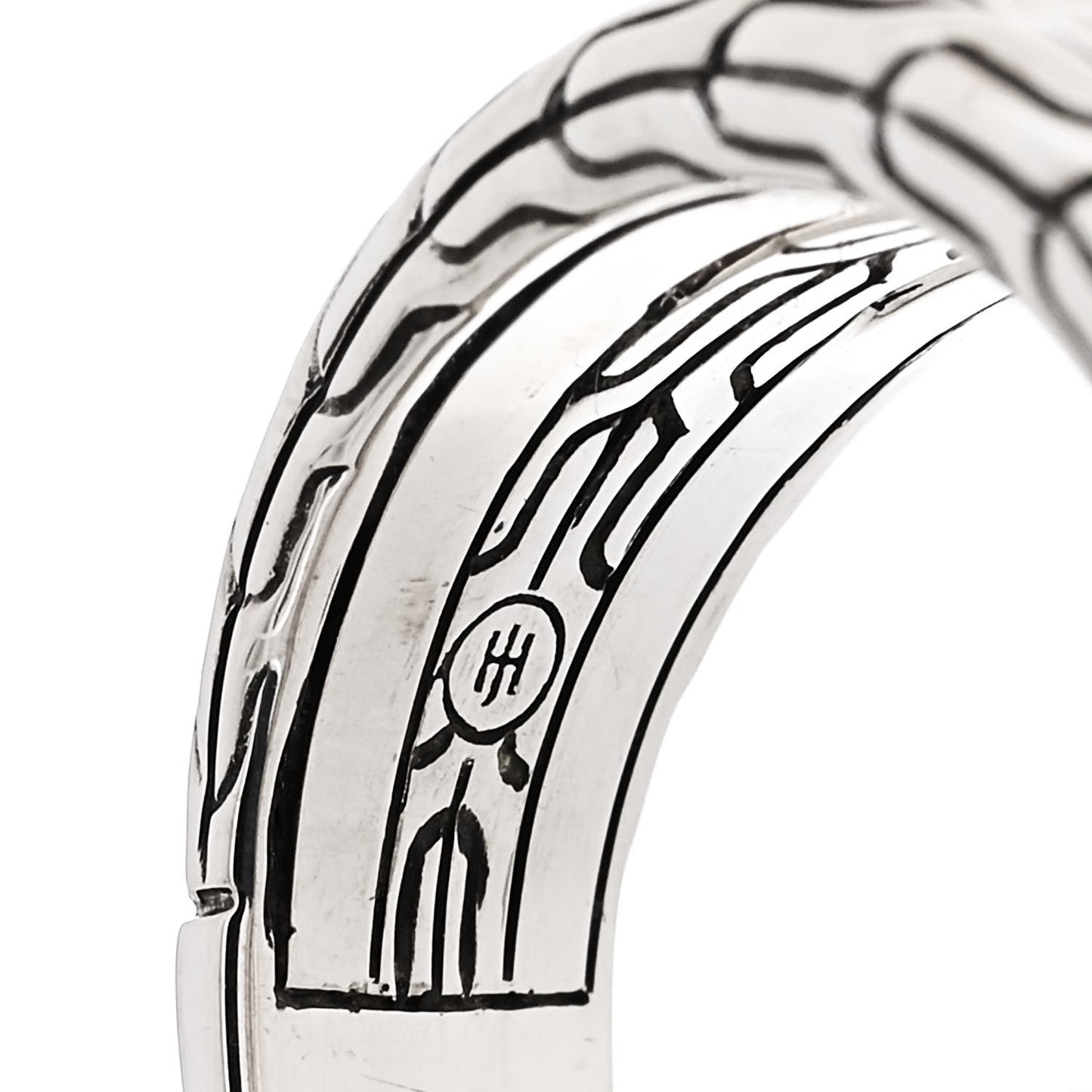 Sterling Silver Classic Chain Hammered 3-Row Ring 54 7
