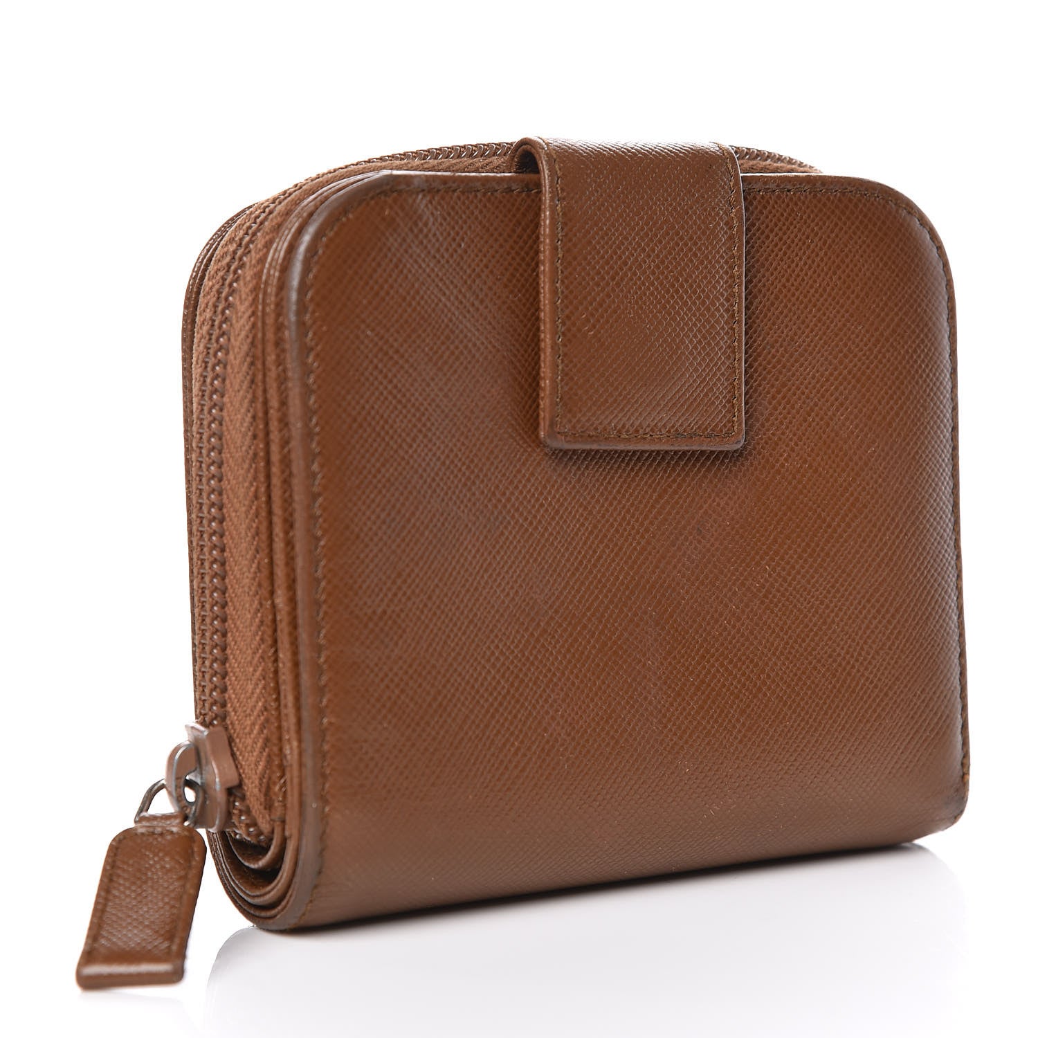 Prada Saffiano Compact Zip Around Wallet Cannella 3 of 15