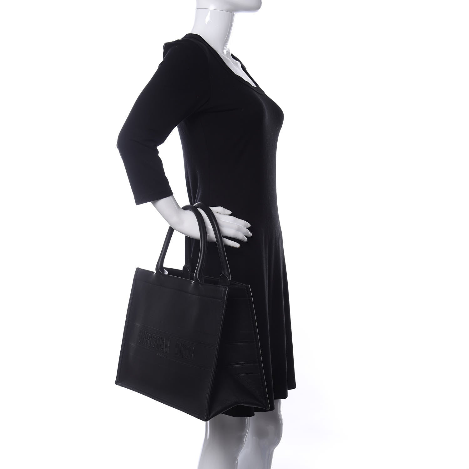 Christian Dior Calfskin Embossed Medium Book Tote Black 2 of 9