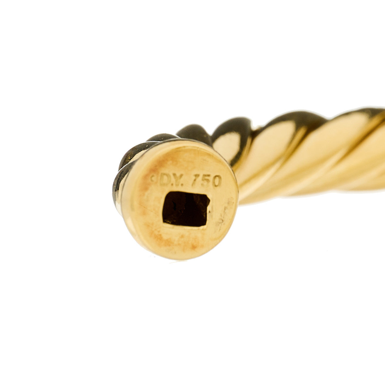 18K Yellow Gold Diamond 6mm Cable Station Hinge Bracelet
