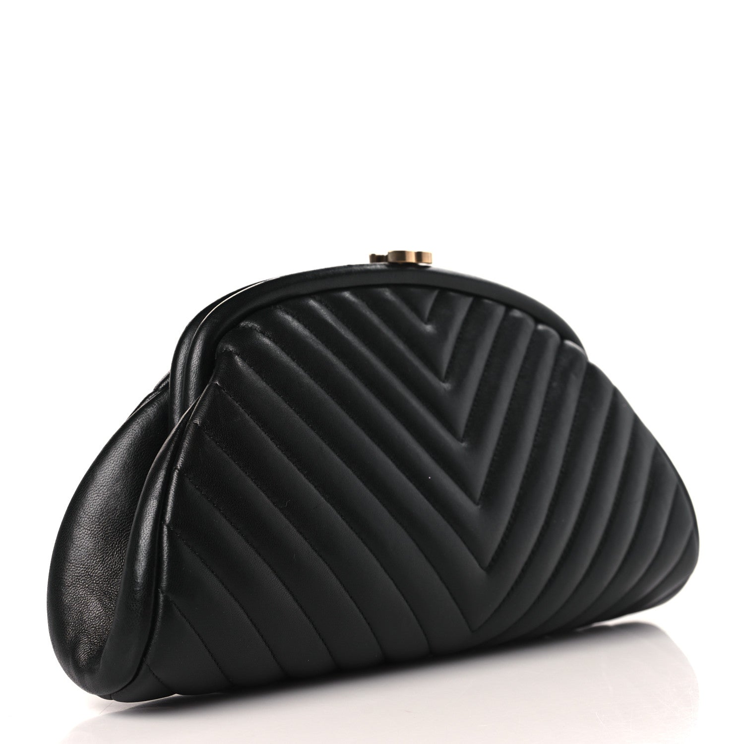 Chanel Lambskin Chevron Quilted Timeless Clutch Black 3 of 10