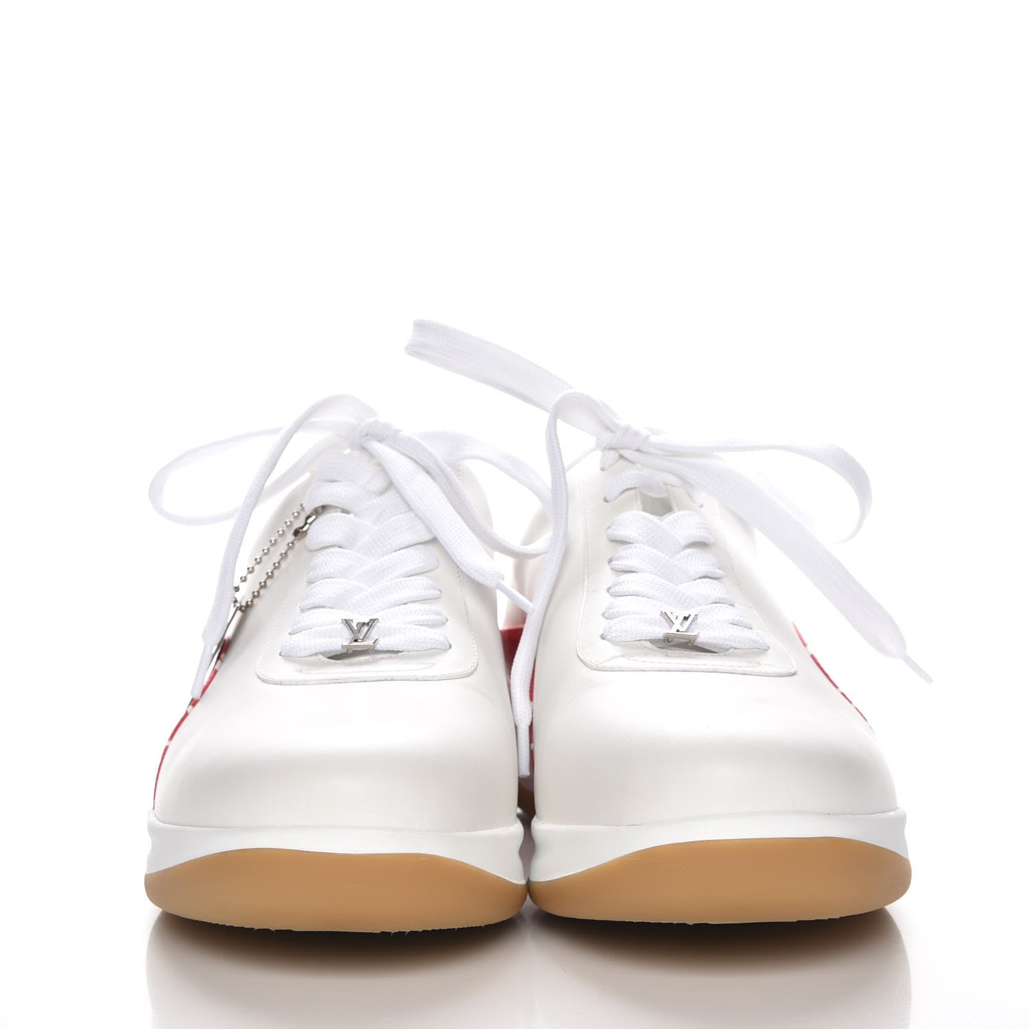 Louis Vuitton X SUPREME Calfskin Monogram Sneakers 9 White Red 3 of 11