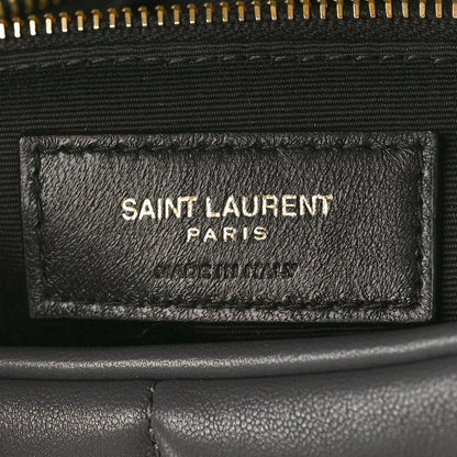 Saint Laurent Lambskin Quilted Toy Loulou Puffer Monogram Chain Satchel Storm 6 of 9