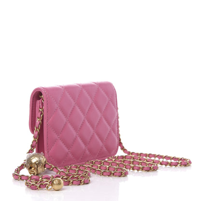 Chanel Lambskin Quilted Pearl Crush Clutch With Chain Pink 4 of 10