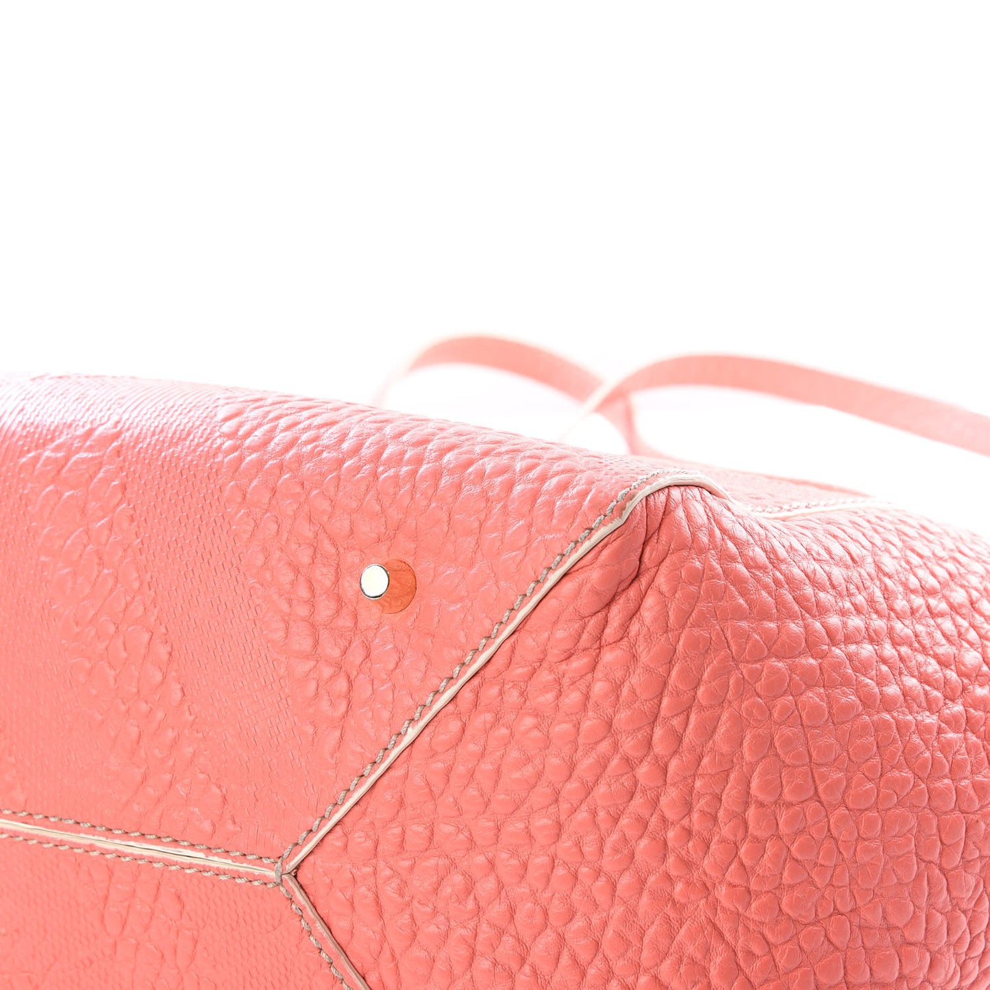 Signature Grain Calfskin Check Embossed Small Canterbury Tote Rose Pink