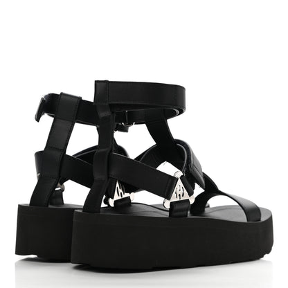Hermes Calfskin Womens Enid Sandals 35 Black 4 of 12