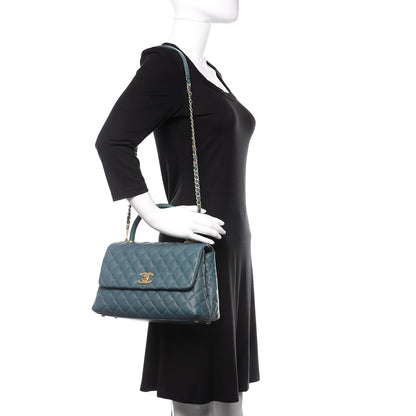 Chanel Caviar Lizard Quilted Small Coco Handle Flap Blue 2 of 11