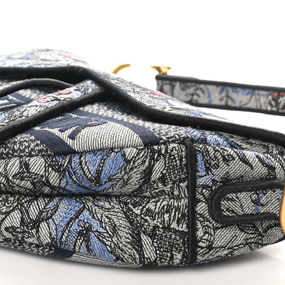 Christian Dior Canvas Embroidered Jardin Magique Saddle Bag Denim Multicolor 10 of 10