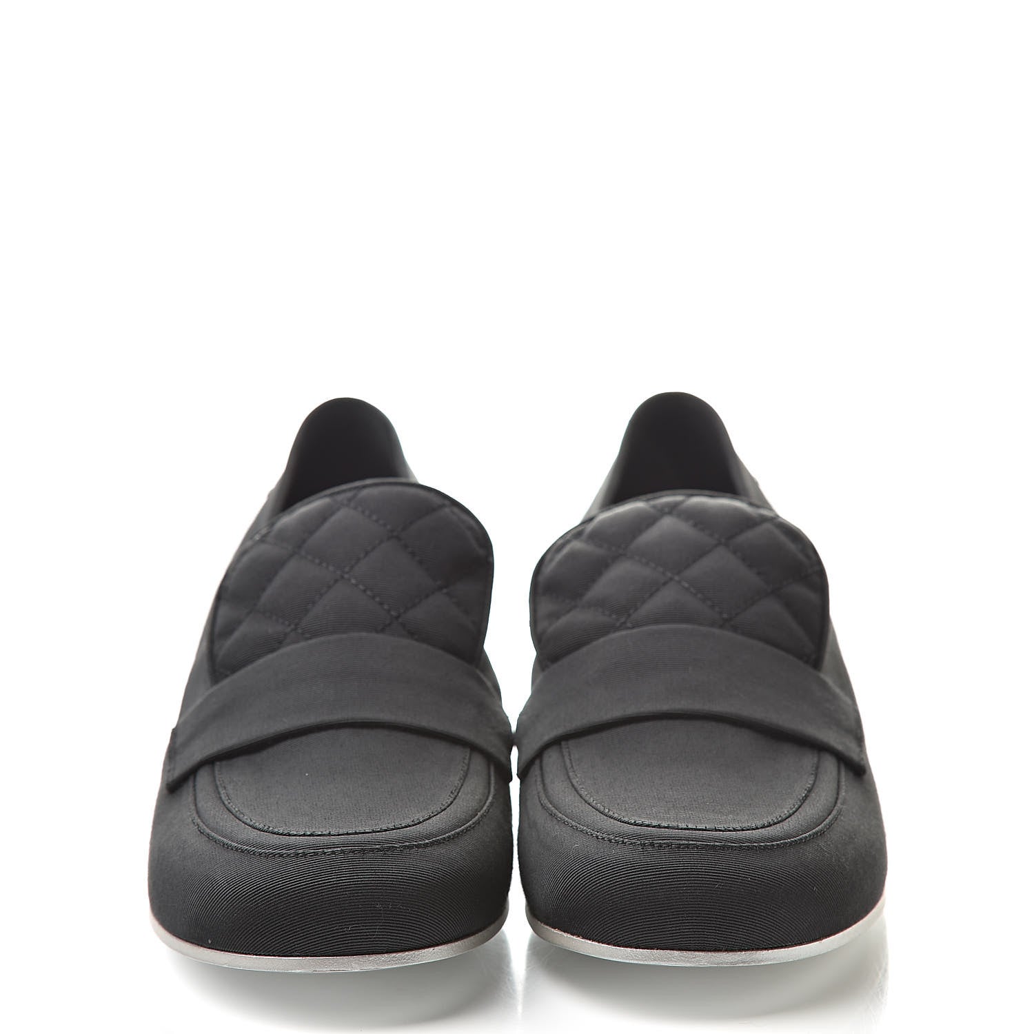 Chanel Quilted Grosgrain CC Loafers 38 Black 2 of 8