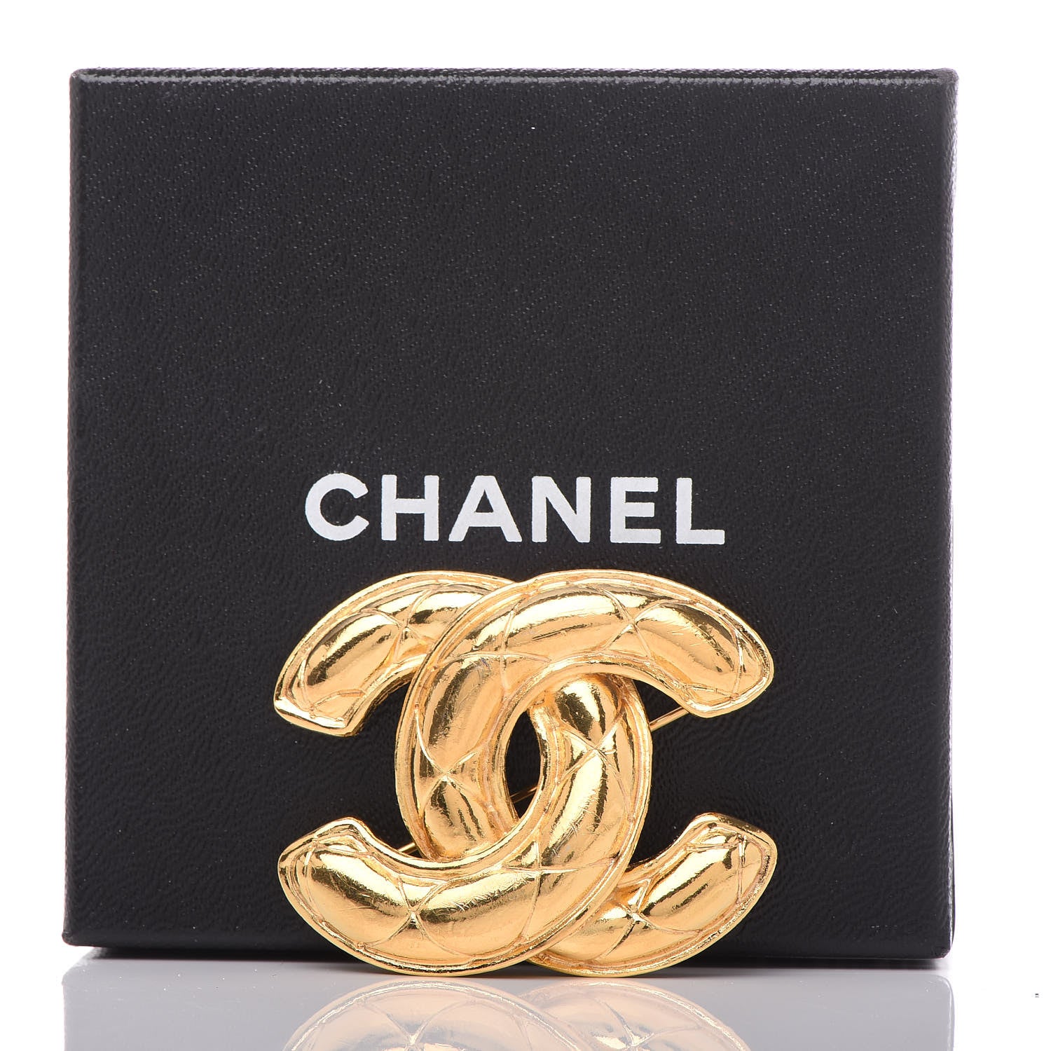 Chanel Metal Quilted Large CC Brooch Gold 5 of 5