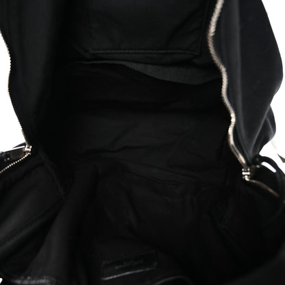 Saint Laurent Canvas Signature Embroidered City Backpack Black 5 of 12