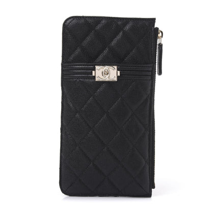 Chanel Caviar Quilted Boy Flat Wallet Pouch Black 1 of 11