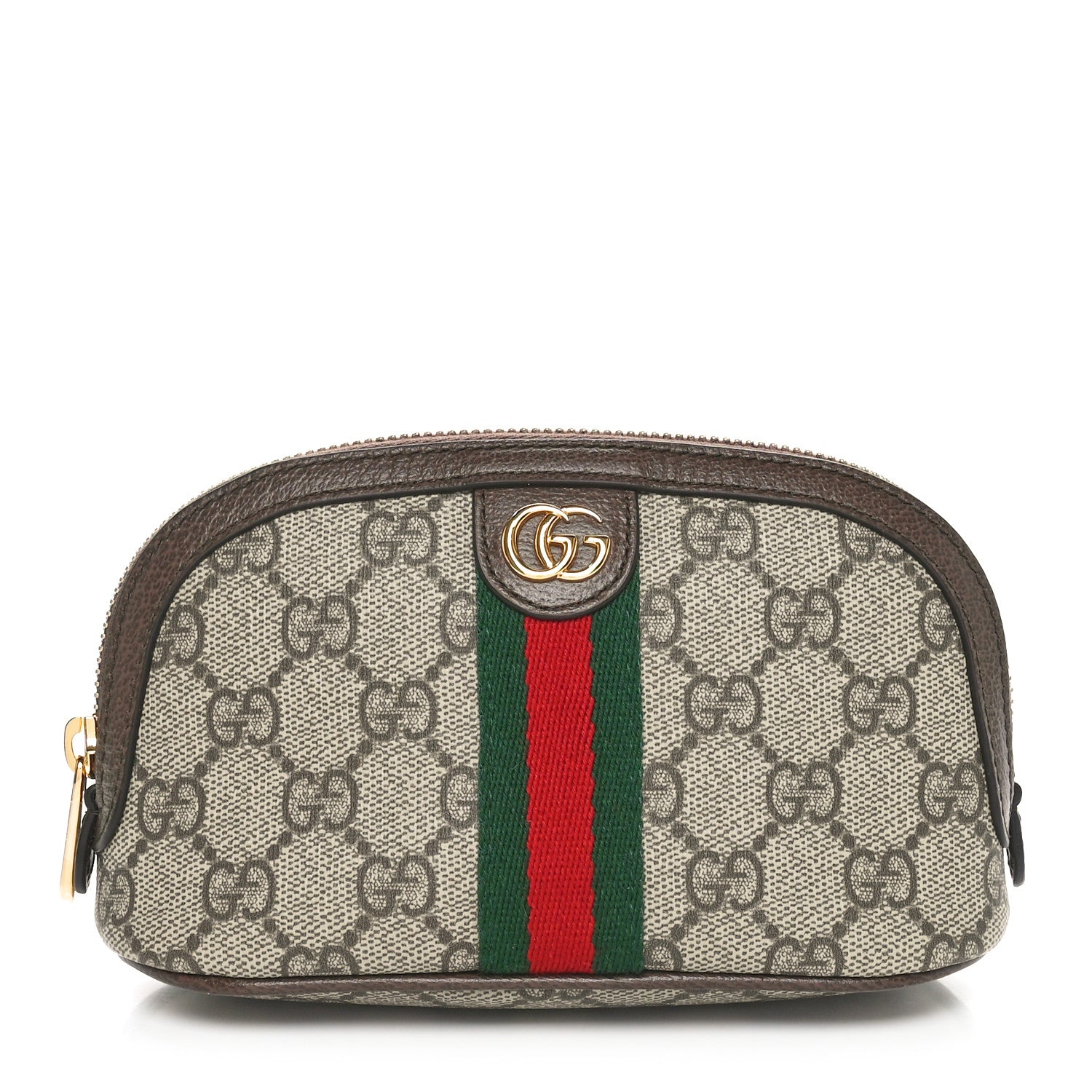 Gucci GG Supreme Monogram Textured Calfskin Web Medium Ophidia Cosmetic Case Beige Ebony New Acero 1 of 11