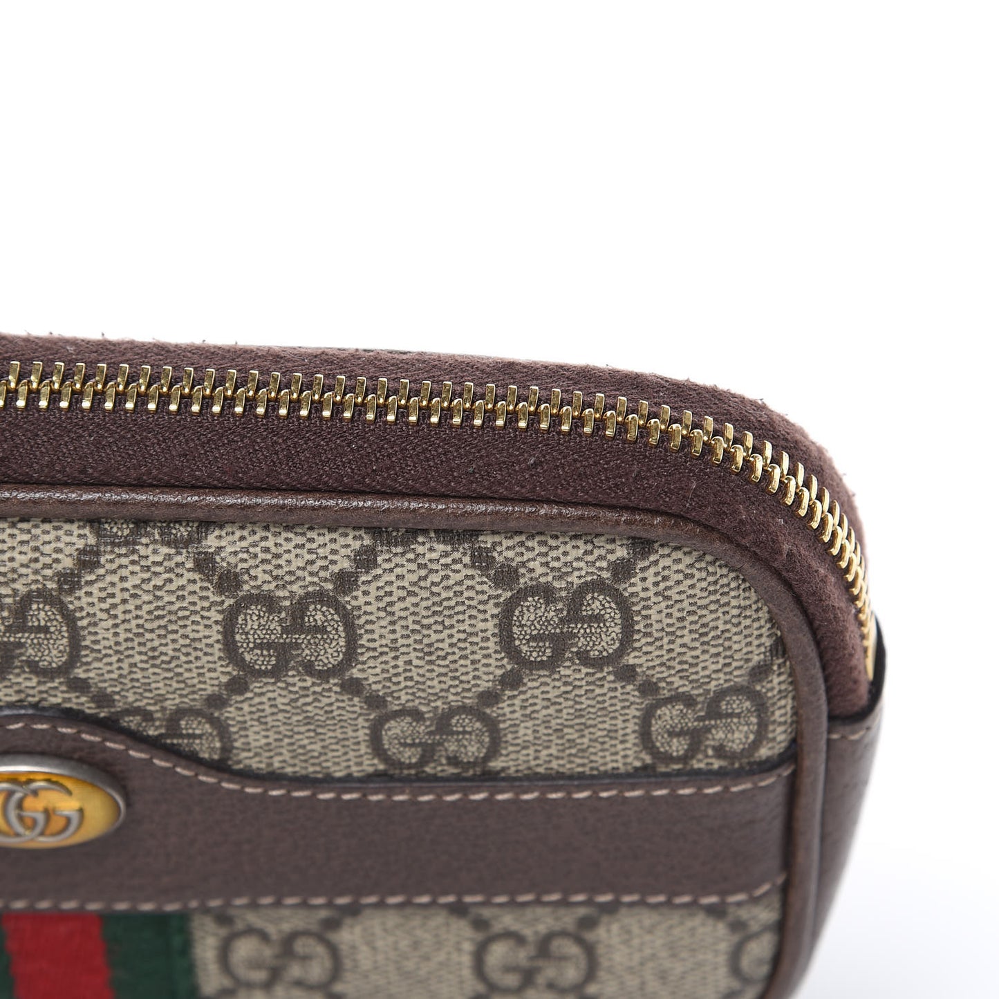 GG Supreme Monogram Ophidia Phone Case Wristlet Brown