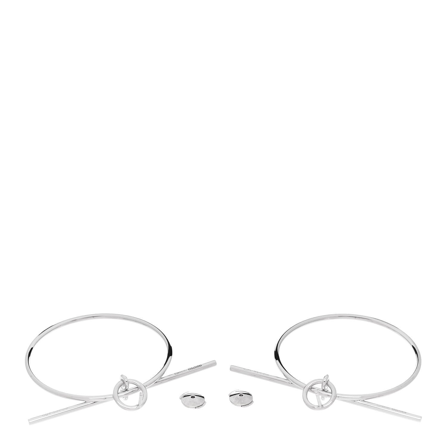 Hermes Sterling Silver MM Loop Earrings 3 of 5