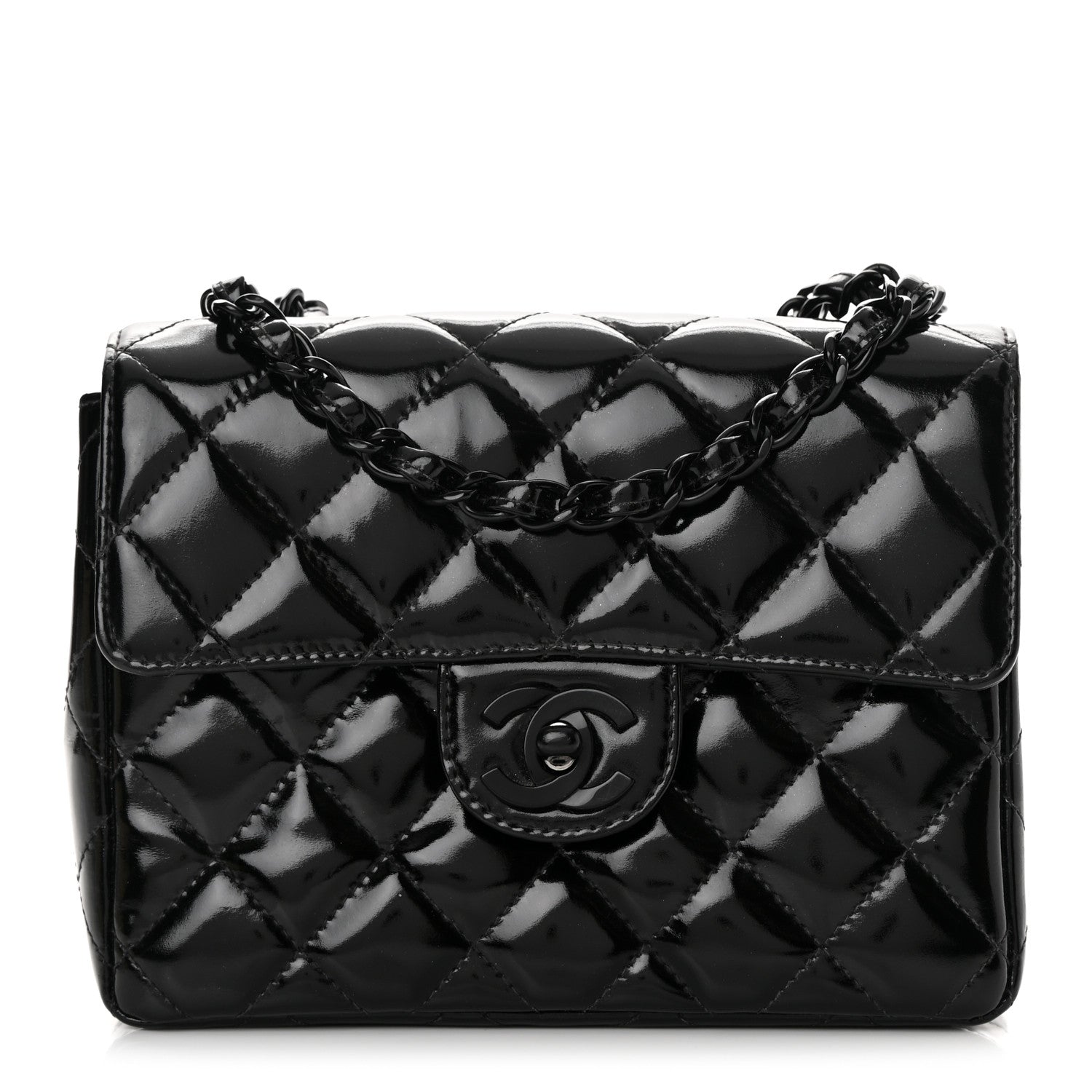 Chanel Patent Calfskin Quilted Mini Square Flap So Black 1 of 18