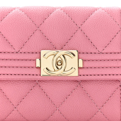 Chanel Caviar Quilted Boy Flap Card Holder Wallet Light Pink 9 of 11