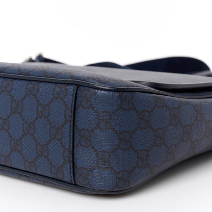 Gucci Tender GG Supreme Monogram Textured Dollar Calfskin Ophidia Messenger Bag Dark Blue 10 of 10