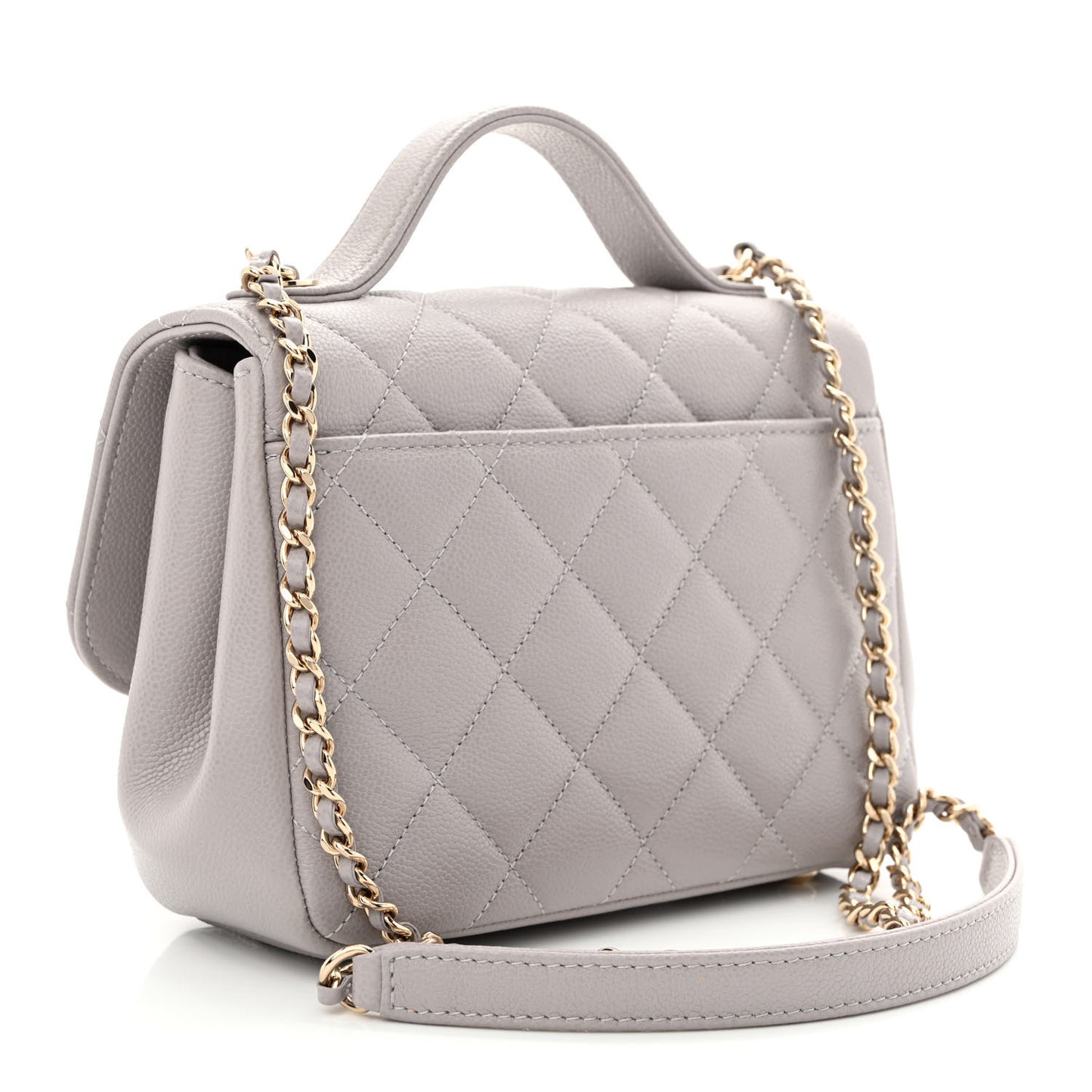 Caviar Quilted Small Business Affinity Flap Grey