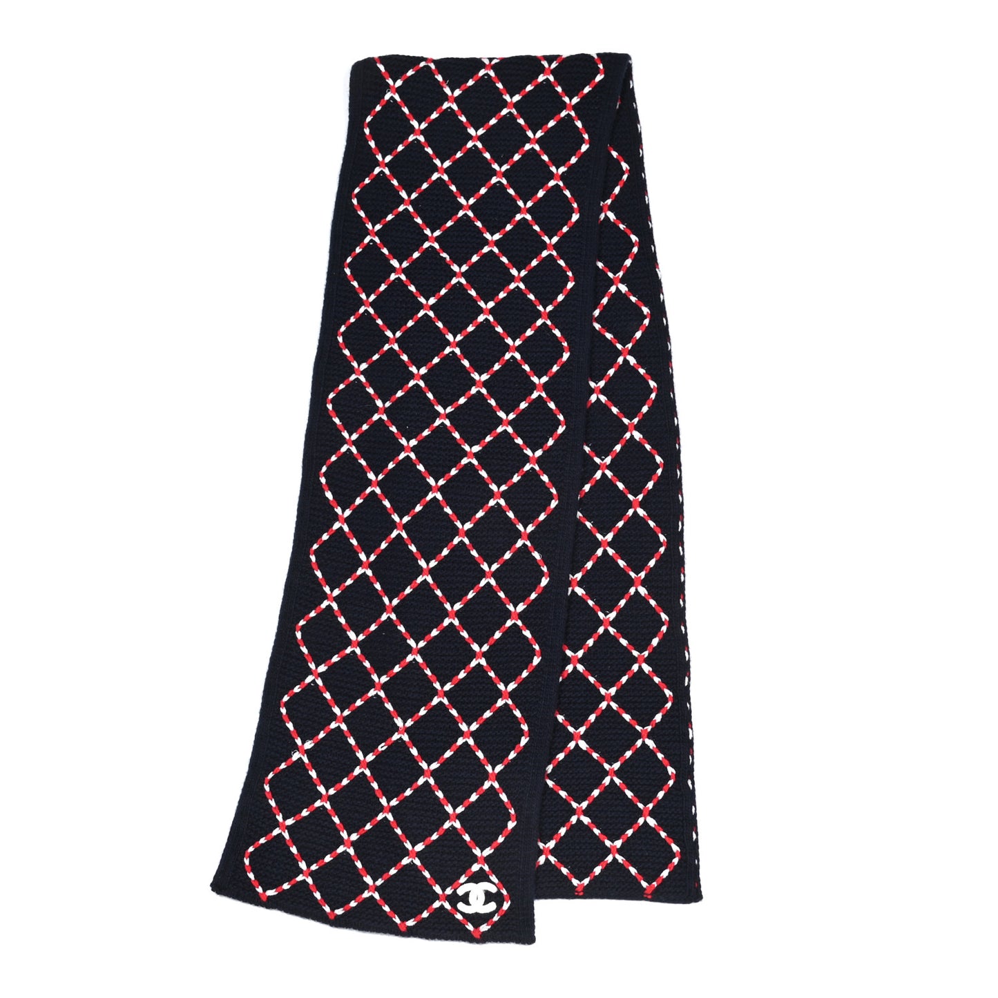 Cashmere Blend CC Scarf Navy Red White