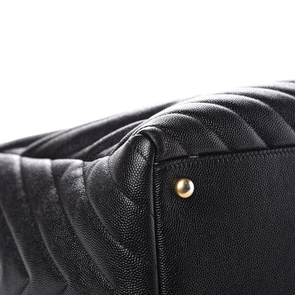 Chanel Caviar Chevron Quilted Coco Handle Shopping Tote Black 10 of 13