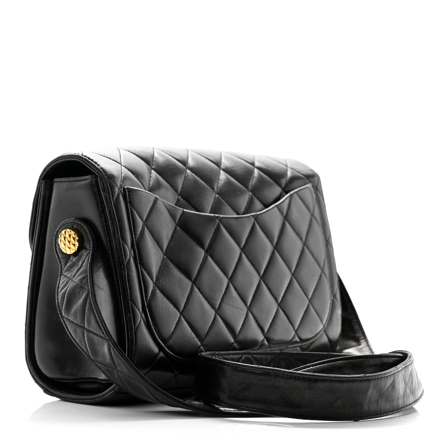 Lambskin Quilted CC Flap Shoulder Bag Black