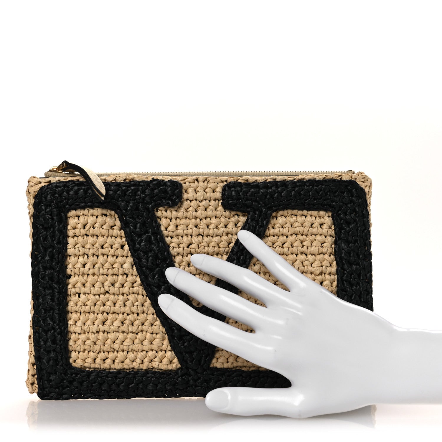 Valentino Garavani Raffia Viva Superstar Clutch Naturale Black 2 of 7