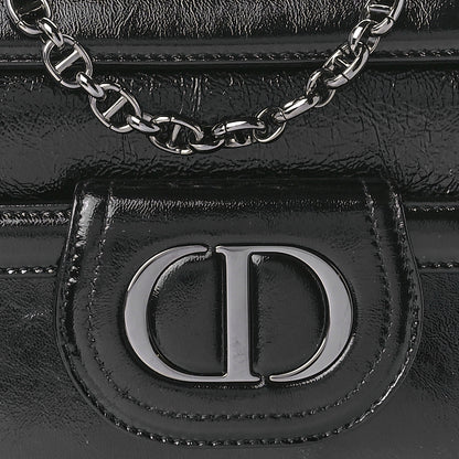 Christian Dior Crinkled Patent Lambskin Medium Diordouble Chain Bag Black 7 of 10