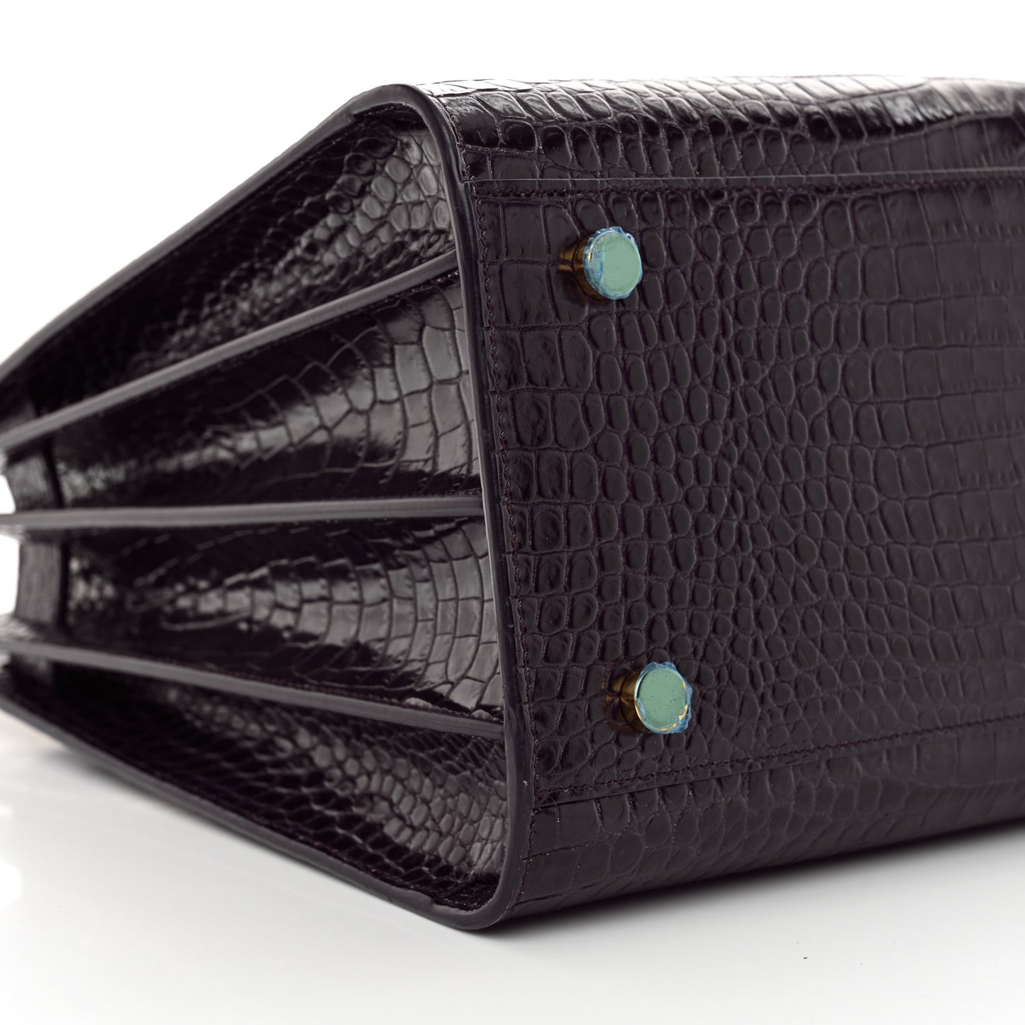 Calfskin Crocodile Embossed Small Sac de Jour Prune