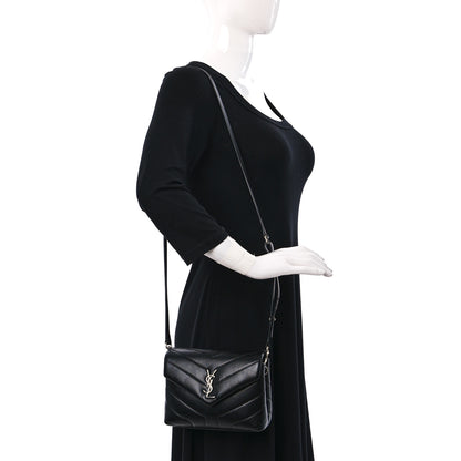 Saint Laurent Calfskin Y Quilted Monogram Toy Loulou Crossbody Bag Black 2 of 9