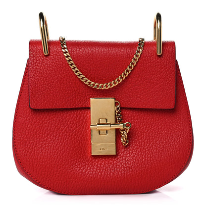 Chloe Grained Lambskin Mini Drew Shoulder Bag Plaid Red 1 of 13