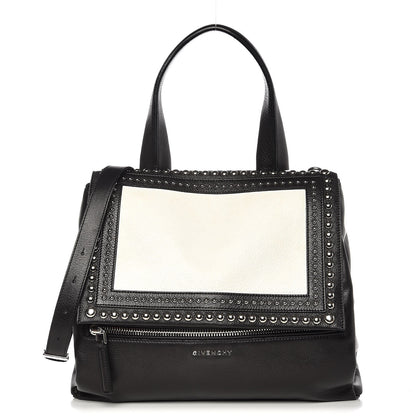 Givenchy Calfskin Studded Medium Pandora Pure Flap Bag Black White 1 of 8