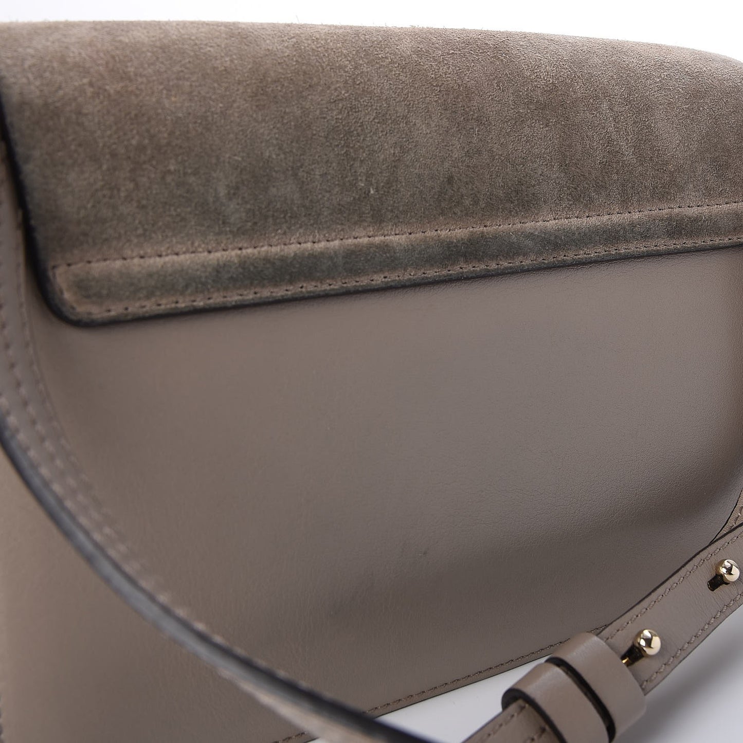 Suede Calfskin Small Faye Shoulder Bag Motty Grey